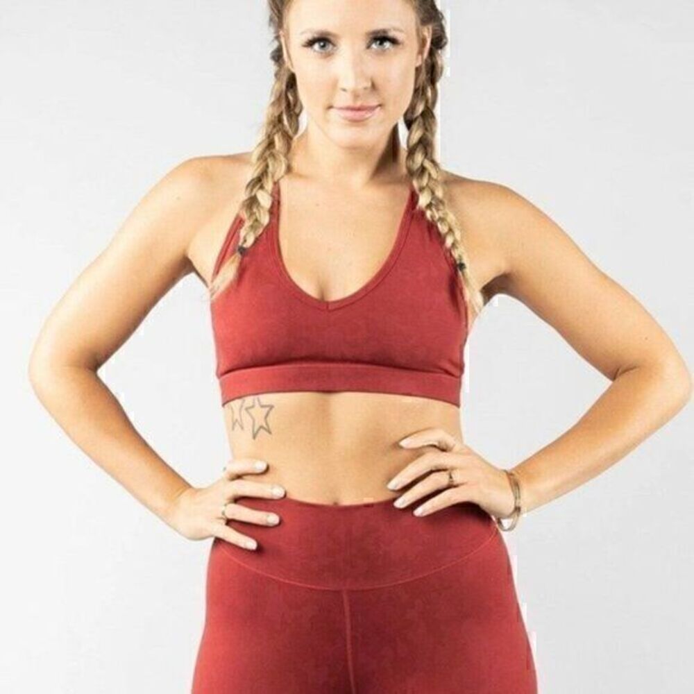Buffbunny Collection Womens Burgundy Racerback Stretch Sports Bra Size XXS